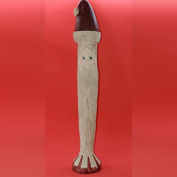 Two Candlestick Style Wooden Santa Claus Figurines - Picture 5 of 10